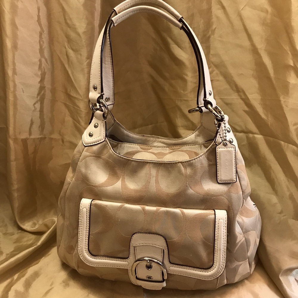 Authentic Gold Signature Coach Shoulder Bag Purse